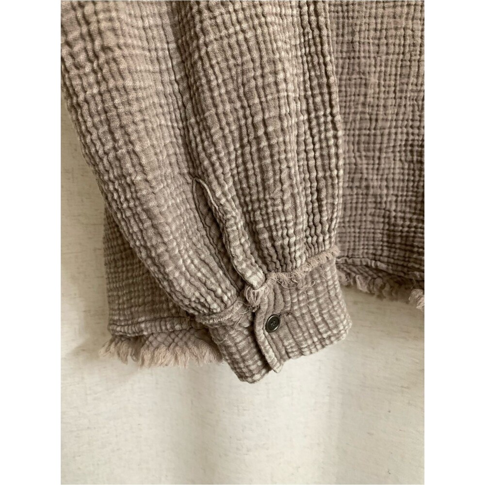 easel 100% Gauze Cotta Peasant Taupe-Like Button Henley Tunic Small - Picture 5 of 9